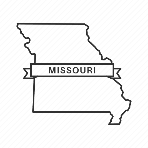 A black and white striped pattern with an image of the state of missouri.